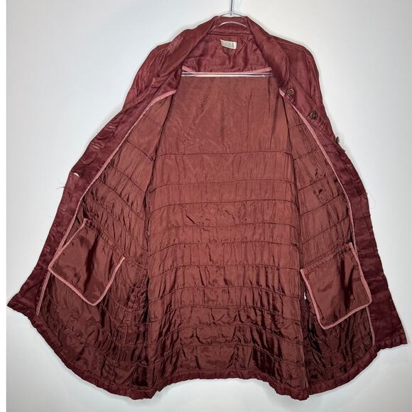 2000s Krista Larson Mauve Crinkled Silk Overshirt Jacket One Size - Picture 6 of 14